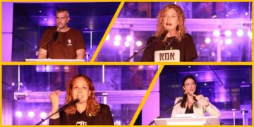 דוברי הפגנת מוצ"ש בהרצליה, 13 באפריל.