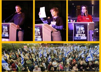 קהל המפגנים בהרצליה. צילום יורם זינגר