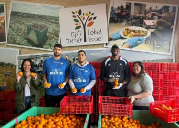 קבוצת בני הרצליה במרכז הלוגיסטי של לקט ישראל