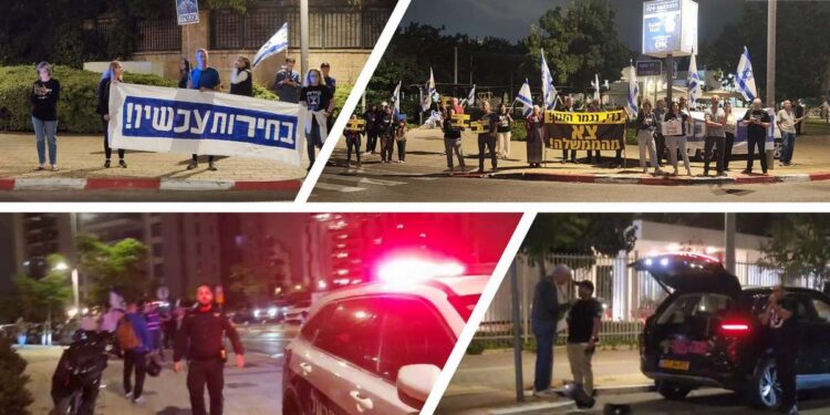 תמונות מההפגנה מול ביתו של גדי איזנקוט