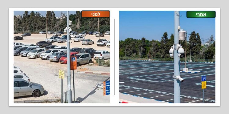 לפני ואחרי: חניון הרכבת בהרצליה. צילומים דוברות העירייה