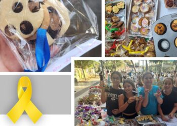 בנות כיתה ה'1 בבית הספר בן צבי שעמלו והכינו עוגיות ליריד.