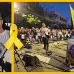 הערב בעצרת למען החטופים בכיכר הרוקדים בהרצליה. צילום: זאב ינאי, מטה המאבק הדמוקרטי הרצליה