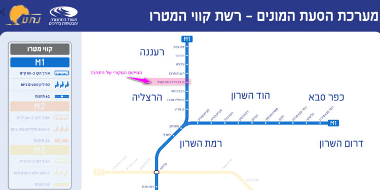 תחנות קו המטרו M1 בהרצליה ורעננה