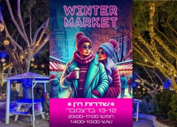 כרזת Winter Market בשדרות ח"ן בהרצליה. צילומי רקע: מערכת הרצליה היום