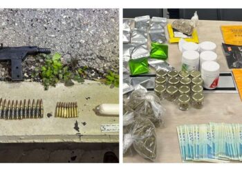 האמל"ח והסמים שנתפסו ע"י כוחות המשטרה. צילום דוברות המשטרה