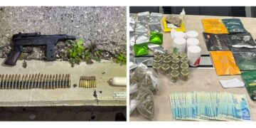 האמל"ח והסמים שנתפסו ע"י כוחות המשטרה. צילום דוברות המשטרה