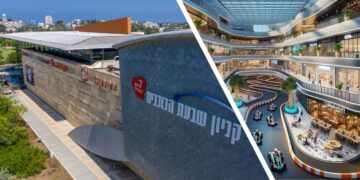 קניון שבעת הכוכבים המתחדש. מימין אילוסטרציה ב-AI. צילום משמאל: שבתאי טל