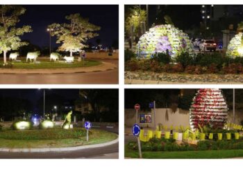 פסלי הטופיארי מוארים ברחובות העיר. צילומים דוברות העירייה