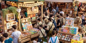 "קונים ותומכים". האירוע, שנועד לתמוך בעסקים שנפגעו ולהעניק במה לעסקים קטנים מהעוטף ומהצפון. התמונה נוצרה ב-AI