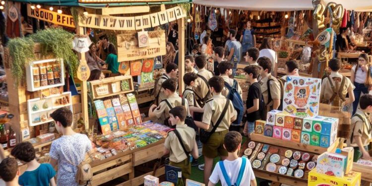 "קונים ותומכים". האירוע, שנועד לתמוך בעסקים שנפגעו ולהעניק במה לעסקים קטנים מהעוטף ומהצפון. התמונה נוצרה ב-AI