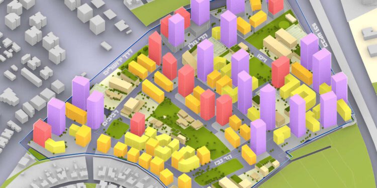 תוכנית ראשונית של שכונת יד התשעה החדשה, כפי שהוצגה בכנס עם התושבים. מקור: מצגת מהמפגש