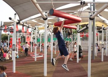 פארק רבין החדש, חבת מתקני נינג'ה לבוגרים. צילום דוברות העירייה