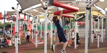 פארק רבין החדש, חבת מתקני נינג'ה לבוגרים. צילום דוברות העירייה