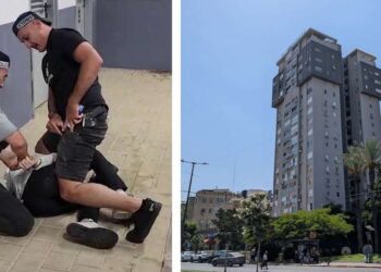 מימין: הבנין בו קפץ הקטין אל מותו.(צילום פרטי) משמאל: מעצר החשוד במכירת הסמים לקטינים. (צילום דוברות המשטרה)