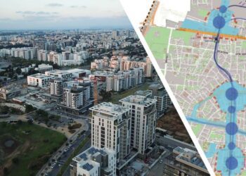 יציאה לשיתוף ציבור של מסמך מדיניות לדיור בר השגה ודיור מכליל בהרצליה. מימין תרשים מתוך המסמך, משמאל שכונת גליל ים, צילום מערכת האתר.