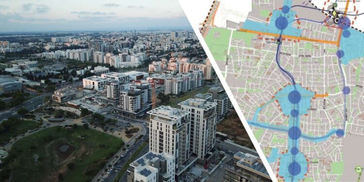 יציאה לשיתוף ציבור של מסמך מדיניות לדיור בר השגה ודיור מכליל בהרצליה. מימין תרשים מתוך המסמך, משמאל שכונת גליל ים, צילום מערכת האתר.