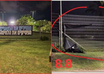 צילומי הפעילים שאחראים על תליית השלטים. צילום מהרשתות החברתיות בשימוש לפי סעיף 27א לחוק זכויות יוצרים