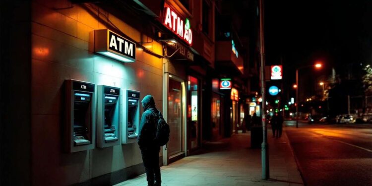 בפעילות נצפה החשוד מושך כספים במספר פעולות עוקבות, ולאחר מכן נעצר על ידי הבלשים. תמונה: עיבוד AI