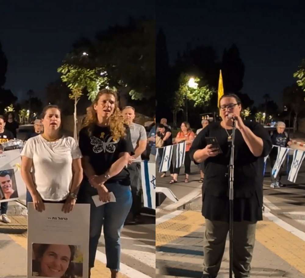 מימין: סגנית ראש העיר, דנה אורן ינאי, ענת לאופר ותמר רבינוביץ', ממארגנות העצרת.