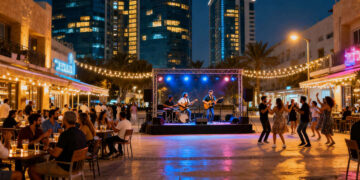 בכוונת העירייה לייעד לצורך הליך הפיילוט תקציב השתתפות לביצוע פעילויות חברתיות ותרבותיות על ידי עסקים הפועלים בעיר בשעות הערב והלילה. תמונה: עיבוד AI