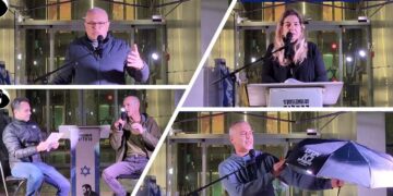 המטריות נפתחו, המפגינים לא התקפלו: ערב של נחישות בהרצליה. צילומים: מטה המאבק הדמוקרטי בהרצליה