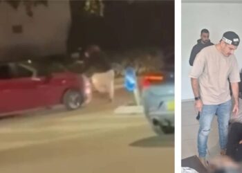 מעצרו של החשוד, לאחר ששהה בדירת מסתור. צילום דוברות המשטרה. משמאל מתוך סרטון המתעד את האירוע. צילום מהרשתות החברתיות בשימוש לפי סעיף 27א לחוק זכויות יוצרים