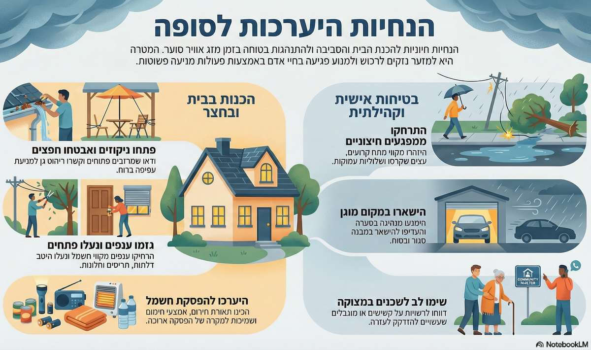הנחיות הערכות לסופה. אילוסטרציה בסיוע AI