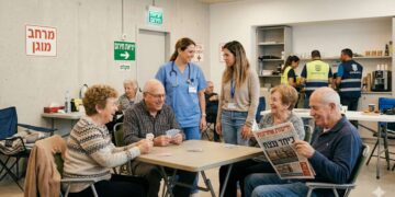 כחלק מהמוכנות לחירום, עיריית הרצליה מקימה "מרכז זהב” - מרחב שהייה מוגן לאזרחים ותיקים בשעת חירום. תמונה: עיבוד AI