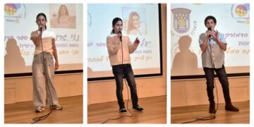 מימין לשמאל: נווה שוורץ (מקום שני), יעל סוכר (מקום ראשון) ונוי גרנות (מקום שלישי). תמונות: רוטרי הרצליה