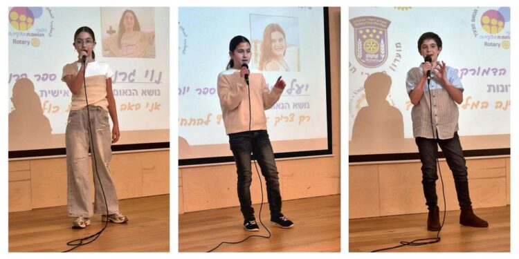 מימין לשמאל: נווה שוורץ (מקום שני), יעל סוכר (מקום ראשון) ונוי גרנות (מקום שלישי). תמונות: רוטרי הרצליה