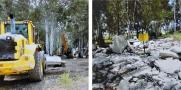 אכיפה אסטרטגית: רשות מקרקעי ישראל פינתה פולשים לטובת הקמת שכונת המגורים "קרית המסלול" בהרצליה. תמונות: רשות מקרקעי ישראל.
