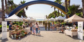 היום, 21.5, יתקיים בהרצליה - ולראשונה בארץ - יריד עסקים קטנים של לוחמי ולוחמות מלחמת 'חרבות ברזל' בהובלת מועדון הלוחמים 448 הרצליה. תמונה להמחשה: עיבוד AI