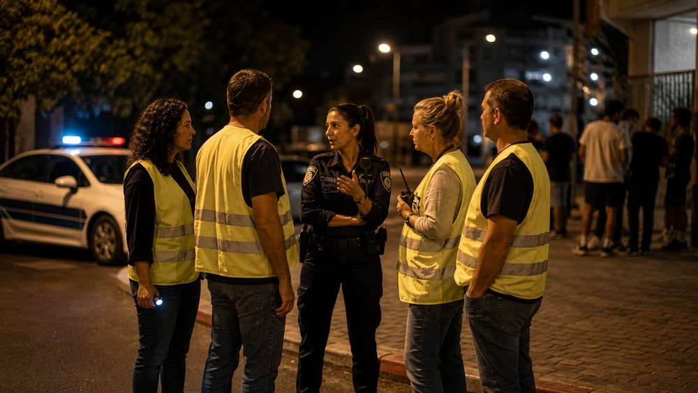 מיזם ״הינשופים״ סיירת הורים לילית שתפעל במוקדי הבילוי של בני הנוער בעיר. תמונה: עיבוד AI