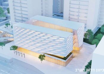 הדמיות של הספרייה העירונית החדשה המתוכננת בצומת הרחובות העצמאות ובן גוריון (תחנה מרכזית ישנה). קרדיט: אדריכל צ.מוססקו