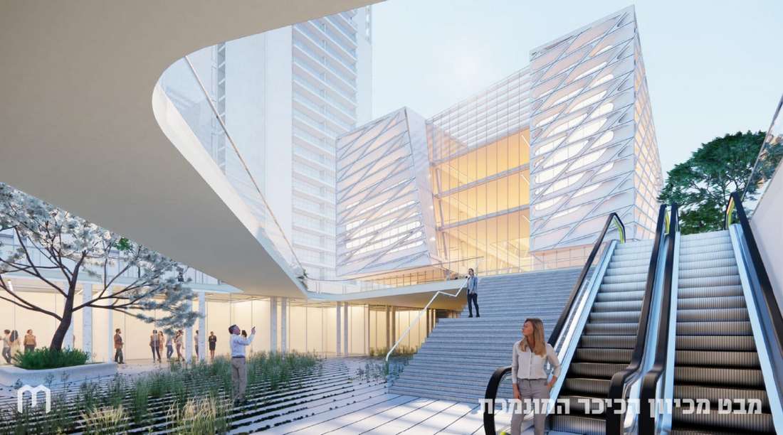 הדמיות של הספרייה העירונית החדשה המתוכננת בצומת הרחובות העצמאות ובן גוריון (תחנה מרכזית ישנה). קרדיט: אדריכל צ.מוססקו