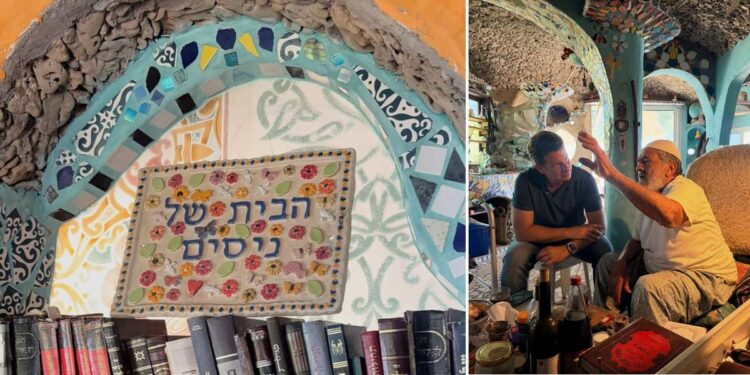 ראש העיר יריב פישר בבית הצדף עם ניסים כחלון. צילומים מעמוד הפייסבוק של פישר